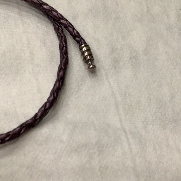 PANDORA DOUBLE LOOP PURPLE LEATHER BRACELET 14.25" (EUC) - Picture 3 of 5